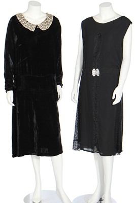 Lot 54 - Six dinner dresses, mainly black, late 1920s-1930s