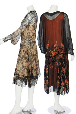 Lot 54 - Six dinner dresses, mainly black, late 1920s-1930s
