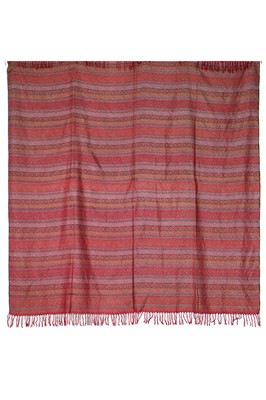 Lot 310 - A striped jacquard woven silk square shawl, probably Clabburn, Norwich, circa 1860