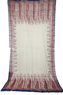 Lot 302 - Six silk/wool gauze summer shawls, 1850-60