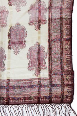 Lot 302 - Six silk/wool gauze summer shawls, 1850-60