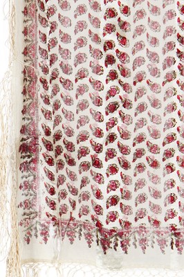 Lot 302 - Six silk/wool gauze summer shawls, 1850-60