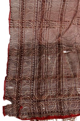 Lot 302 - Six silk/wool gauze summer shawls, 1850-60