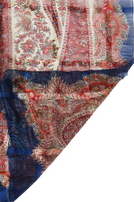 Lot 302 - Six silk/wool gauze summer shawls, 1850-60