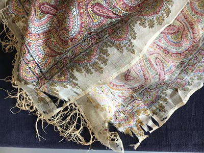 Lot 302 - Six silk/wool gauze summer shawls, 1850-60