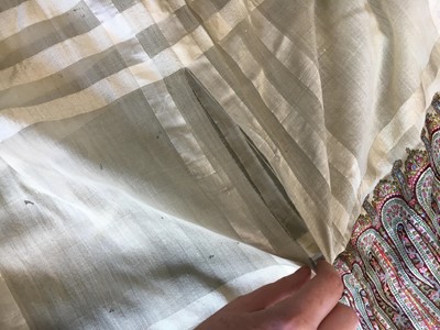 Lot 302 - Six silk/wool gauze summer shawls, 1850-60