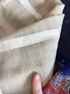 Lot 302 - Six silk/wool gauze summer shawls, 1850-60