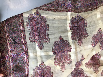 Lot 302 - Six silk/wool gauze summer shawls, 1850-60