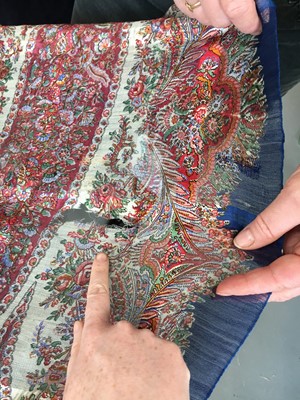 Lot 302 - Six silk/wool gauze summer shawls, 1850-60