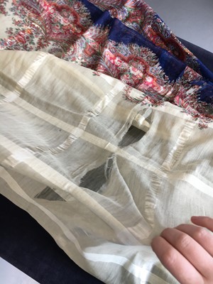 Lot 302 - Six silk/wool gauze summer shawls, 1850-60