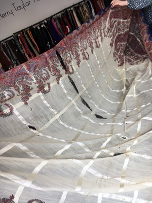 Lot 302 - Six silk/wool gauze summer shawls, 1850-60