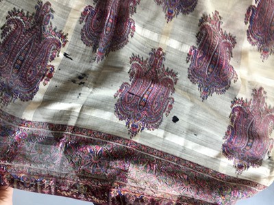 Lot 302 - Six silk/wool gauze summer shawls, 1850-60
