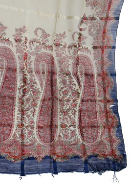Lot 302 - Six silk/wool gauze summer shawls, 1850-60