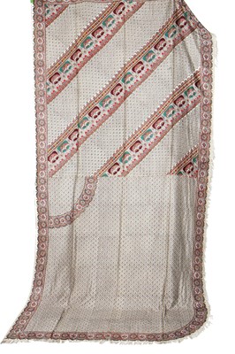 Lot 309 - A good printed satin 'half and half' 'Arab' shawl, probably by E.F. Hinde, Norwich, 1855-60