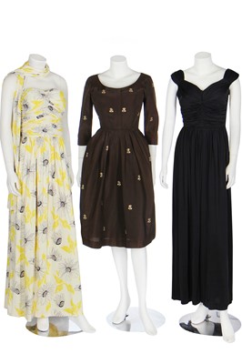 Lot 96 - Five evening or cocktail dresses, late 1940s-early 1960s