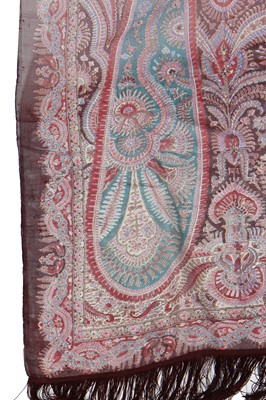 Lot 304 - A good Towler & Campin woven leno silk gauze long shawl, circa 1851