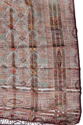 Lot 304 - A good Towler & Campin woven leno silk gauze long shawl, circa 1851