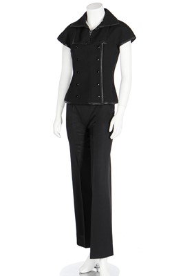Lot 144 - A Courrèges black wool double-breasted bodice, circa 1970