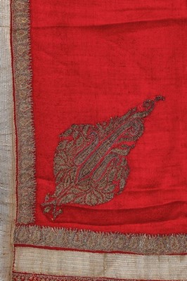 Lot 419 - A metal thread embroidered stole, Indian, 19th...