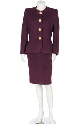 Lot 177 - A Givenchy couture purple wool-cashmere suit, circa 1987