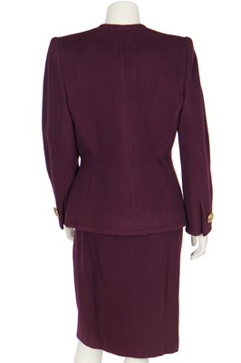 Lot 177 - A Givenchy couture purple wool-cashmere suit, circa 1987
