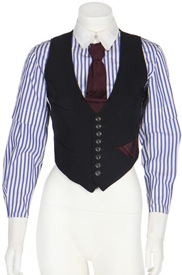 Lot 191 - A Jean-Paul Gaultier menswear-inspired striped cotton shirt with integral waistcoat, Spring-Summer 1997