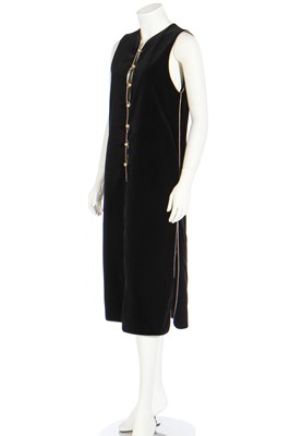 Lot 163 - An Yves Saint Laurent black velvet longline waistcoat, 1970s
