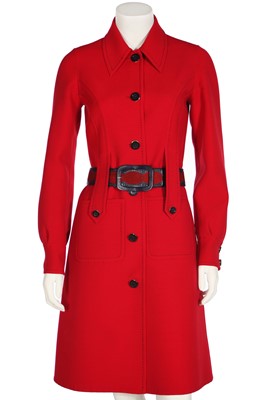 Lot 152 - A Valentino Garavani couture red and navy wool day ensemble, early 1970s