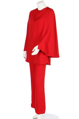 Lot 149 - A Valentino Garavani couture red crêpe ensemble, probably 1970s