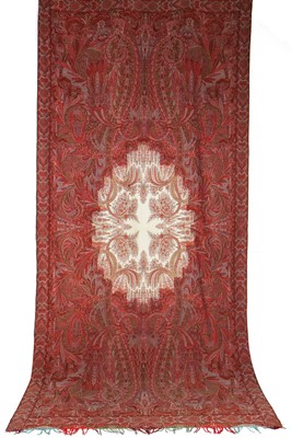 Lot 303 - A good woven wool long shawl, French, circa 1850