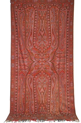 Lot 311 - A good woven wool long shawl, probably French, circa 1860