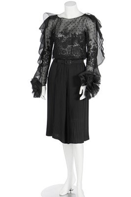 Lot 155 - A Valentino Garavani couture black silk ensemble, late 1970s-early 1980s