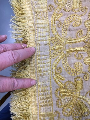 Lot 268 - A fine embroidered cover (Colcha), Spanish or Portuguese, late 16th-early 17th century