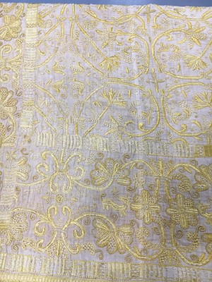 Lot 268 - A fine embroidered cover (Colcha), Spanish or Portuguese, late 16th-early 17th century