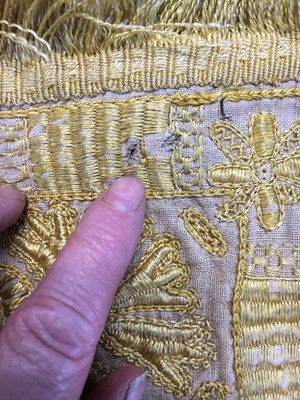 Lot 268 - A fine embroidered cover (Colcha), Spanish or Portuguese, late 16th-early 17th century