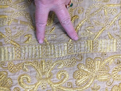 Lot 268 - A fine embroidered cover (Colcha), Spanish or Portuguese, late 16th-early 17th century