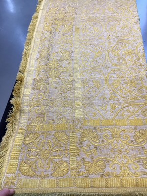 Lot 268 - A fine embroidered cover (Colcha), Spanish or Portuguese, late 16th-early 17th century