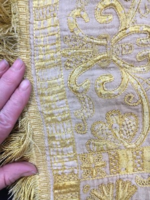 Lot 268 - A fine embroidered cover (Colcha), Spanish or Portuguese, late 16th-early 17th century