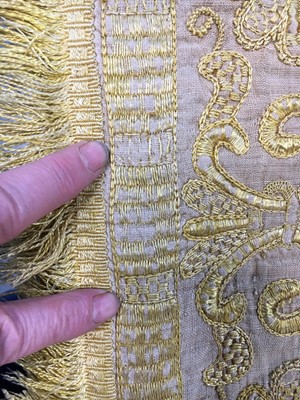 Lot 268 - A fine embroidered cover (Colcha), Spanish or Portuguese, late 16th-early 17th century
