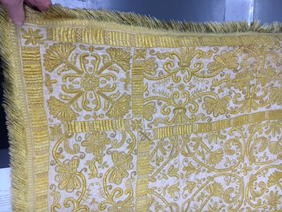 Lot 268 - A fine embroidered cover (Colcha), Spanish or Portuguese, late 16th-early 17th century