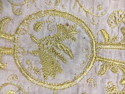 Lot 268 - A fine embroidered cover (Colcha), Spanish or Portuguese, late 16th-early 17th century