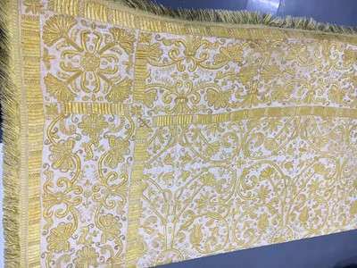 Lot 268 - A fine embroidered cover (Colcha), Spanish or Portuguese, late 16th-early 17th century