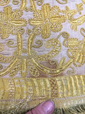Lot 268 - A fine embroidered cover (Colcha), Spanish or Portuguese, late 16th-early 17th century