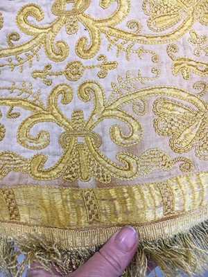 Lot 268 - A fine embroidered cover (Colcha), Spanish or Portuguese, late 16th-early 17th century