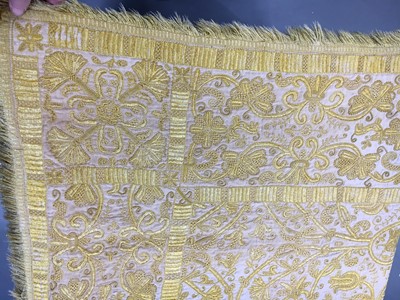 Lot 268 - A fine embroidered cover (Colcha), Spanish or Portuguese, late 16th-early 17th century