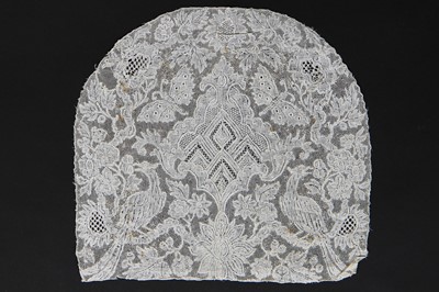 Lot 270 - A good figurative bobbin lace cap back, Mechlin, circa 1730