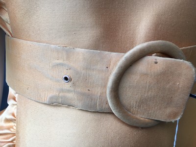 Lot 401 - Maison Lanvin couture by Jules-François Crahay - an apricot ziberline evening gown, circa 1968