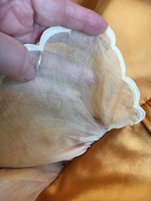 Lot 401 - Maison Lanvin couture by Jules-François Crahay - an apricot ziberline evening gown, circa 1968