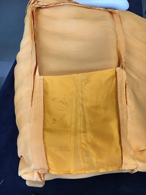 Lot 401 - Maison Lanvin couture by Jules-François Crahay - an apricot ziberline evening gown, circa 1968