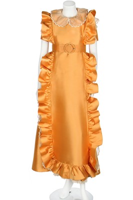 Lot 401 - Maison Lanvin couture by Jules-François Crahay - an apricot ziberline evening gown, circa 1968